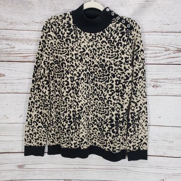 Calvin Klein Women's Animal Print Mock Neck Sweater Size Medium - Picture 1 of 10